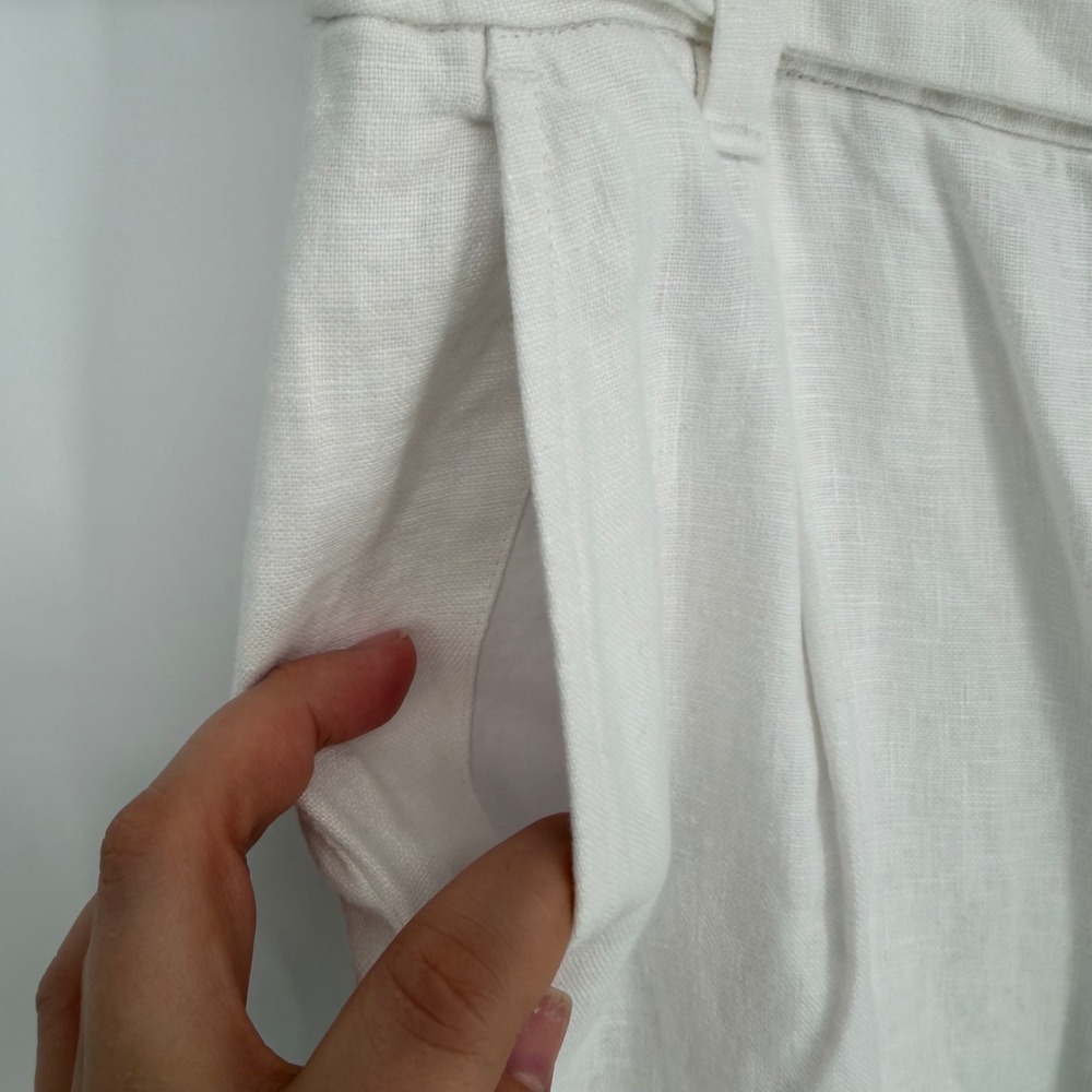 MADEWELL THE HARLOW WIDE-LEG PANT 100% LINEN WHITE NWT SZ 00 COASTAL LIGHTWEIGHT - Picture 4 of 14